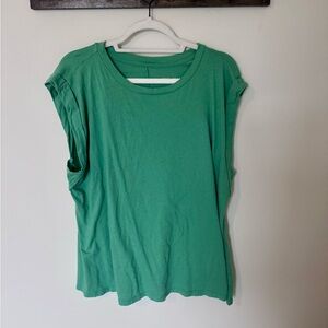 Ava & Viv Cuffed Sleeveless Green Top - 1X